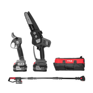 Kit mini motosierra / tijera / cable extensible a batería 18V 2x4Ah 18V